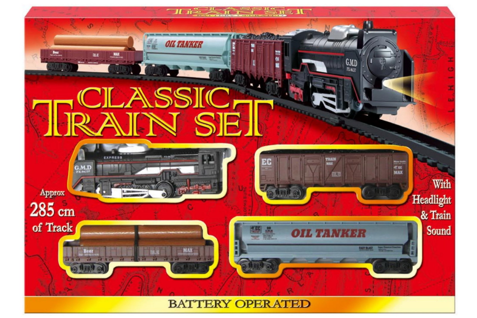 kandytoys retro classic large toy train set with train