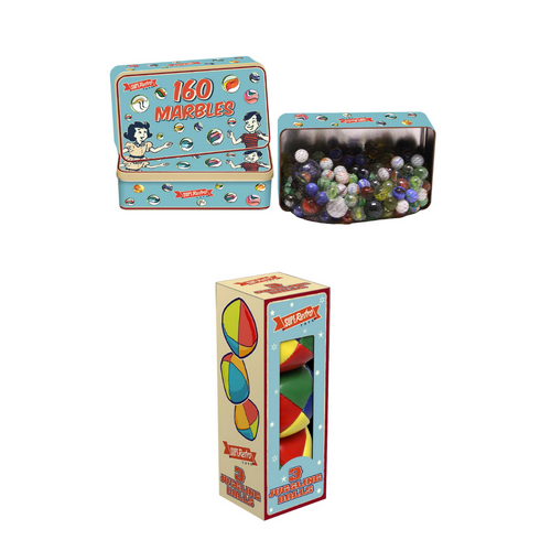 Retro Tin of Marbles (160pcs) & Juggling Balls Bundle Pack