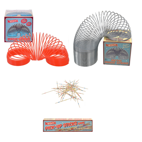 Retro Plastic Magic Spring, Metal Magic Spring & Pick Up Sticks Bundle Pack