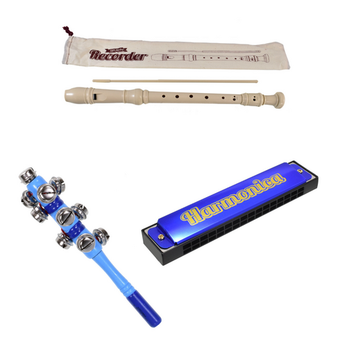 Retro Recorder, Jingle Stick & Harmonica Bundle Pack