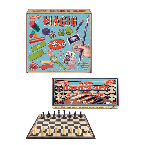 Retro Magic Kit & 3 in 1 Games Set Bundle