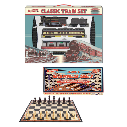 Retro Classic Train Set & 3 in 1 Games Bundle Set