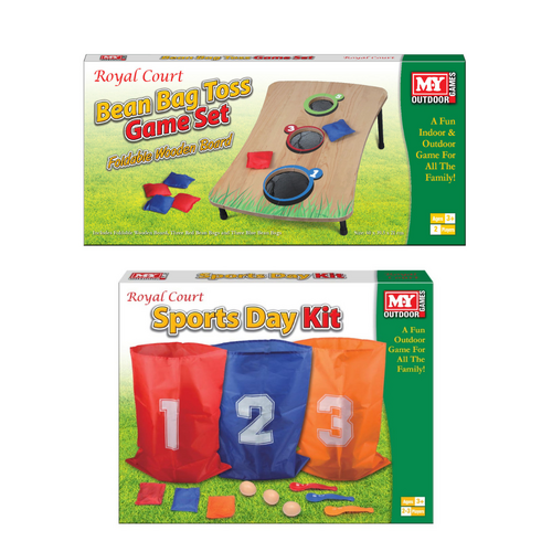 Wooden Bean Bag Toss Game & Sports Day Kit Bundle Set